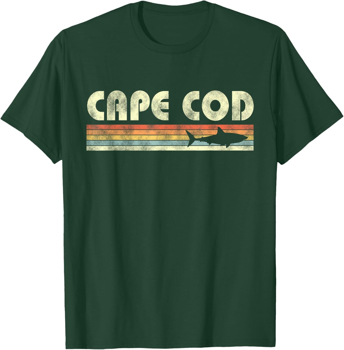 Vintage Cape Cod Shark Retro Throwback Boys Girls Souvenir T-Shirt - T-Shirt | Forest