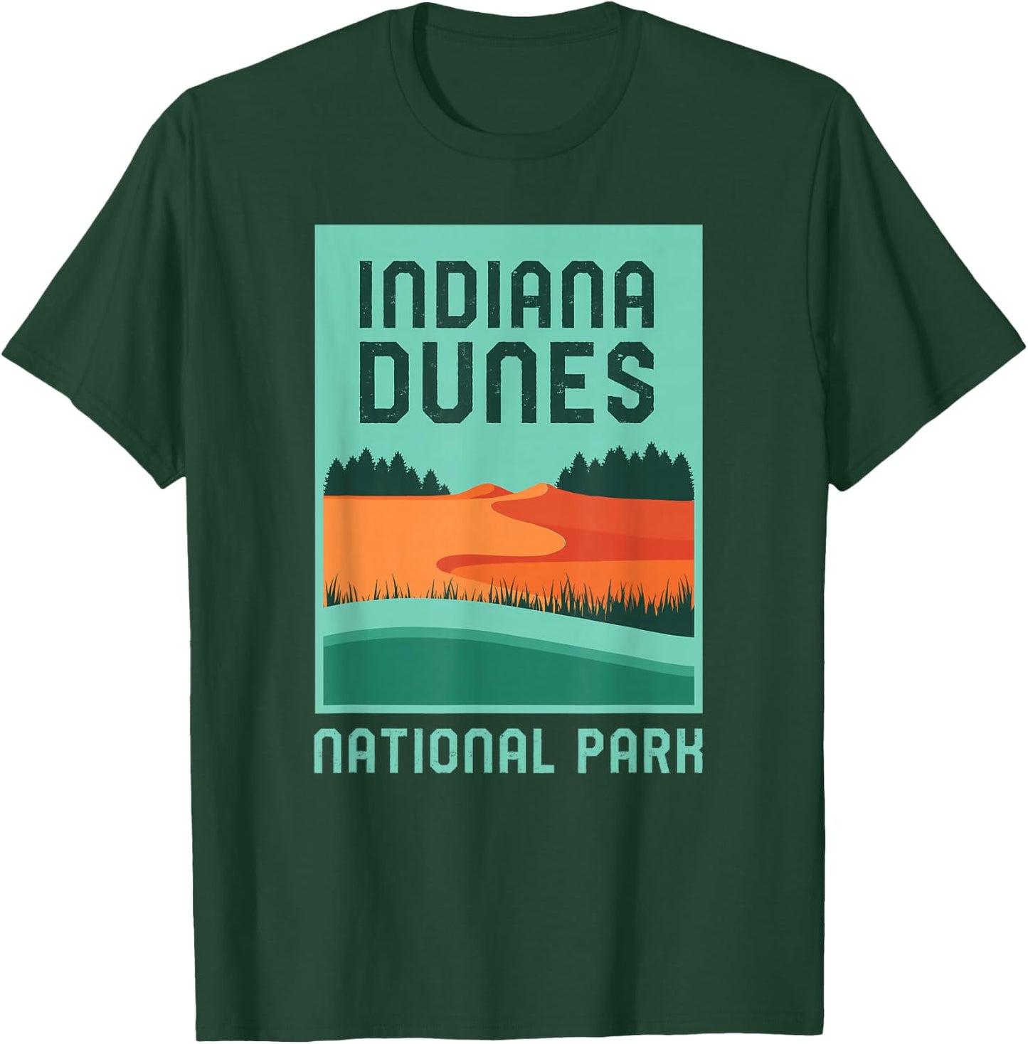 Indiana Dunes National Park Vacation Retro Graphic T-Shirt - T-Shirt | Forest