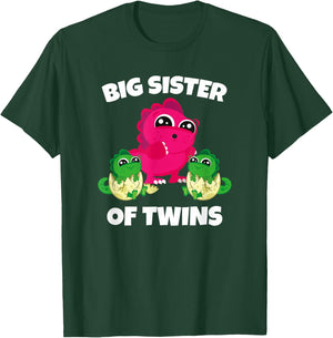 Big Sister Of Twins - New Sister Sibling T-Shirt - T-Shirt | Forest