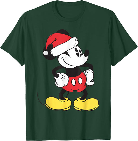 Disney - Mickey Mouse Holiday Santa Hat T-Shirt - T-Shirt | Forest
