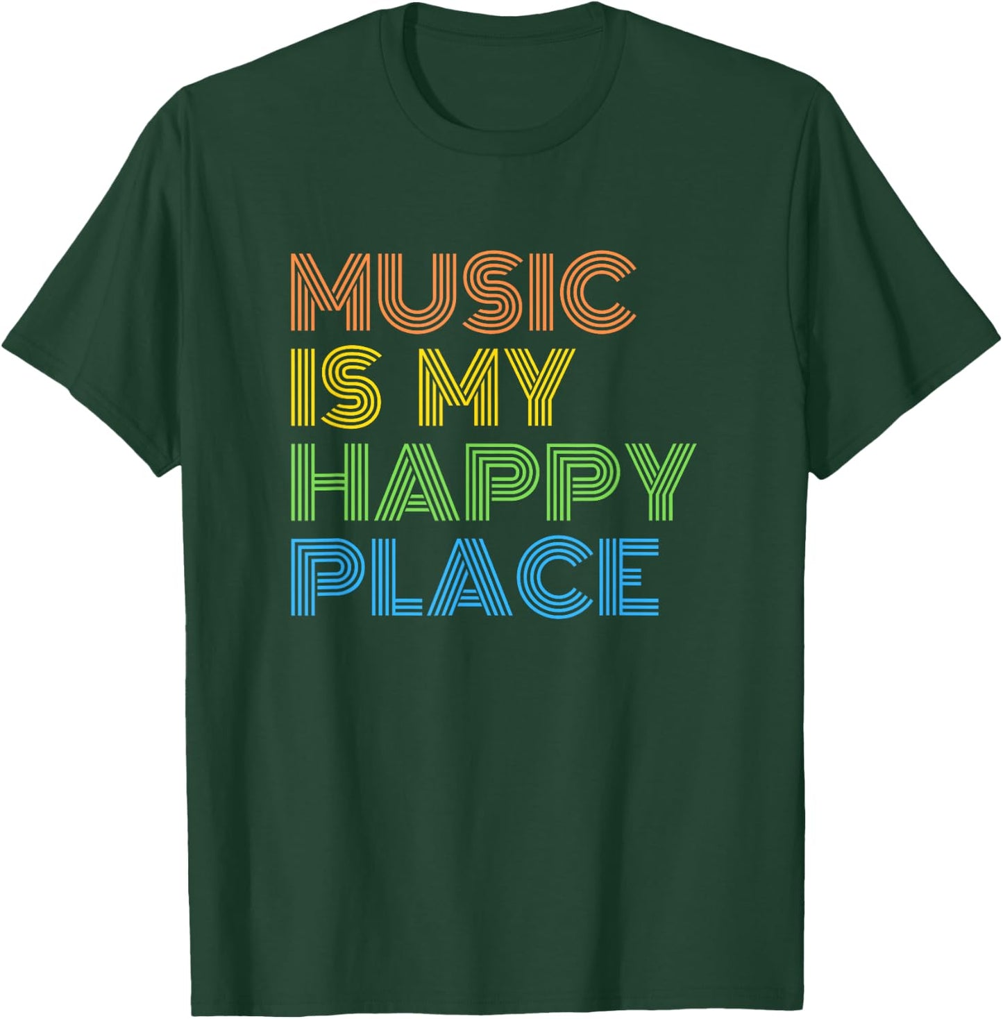 Music is My Happy Place - Funny Music Teacher Musician Band Men Women Kids T-Shirt - T-Shirt | Forest