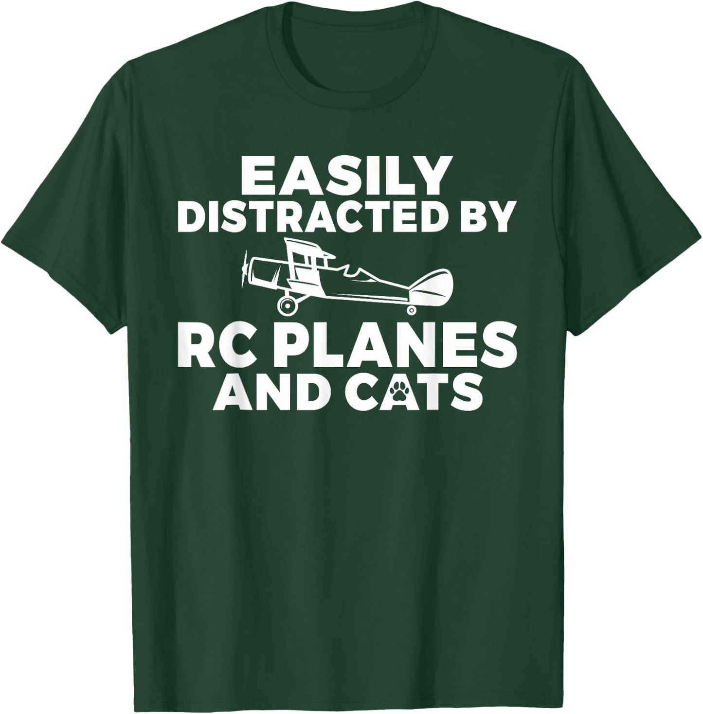 Easily distracted by Rc Planes and Cats Lover RC Plane T-Shirt - T-Shirt | Forest