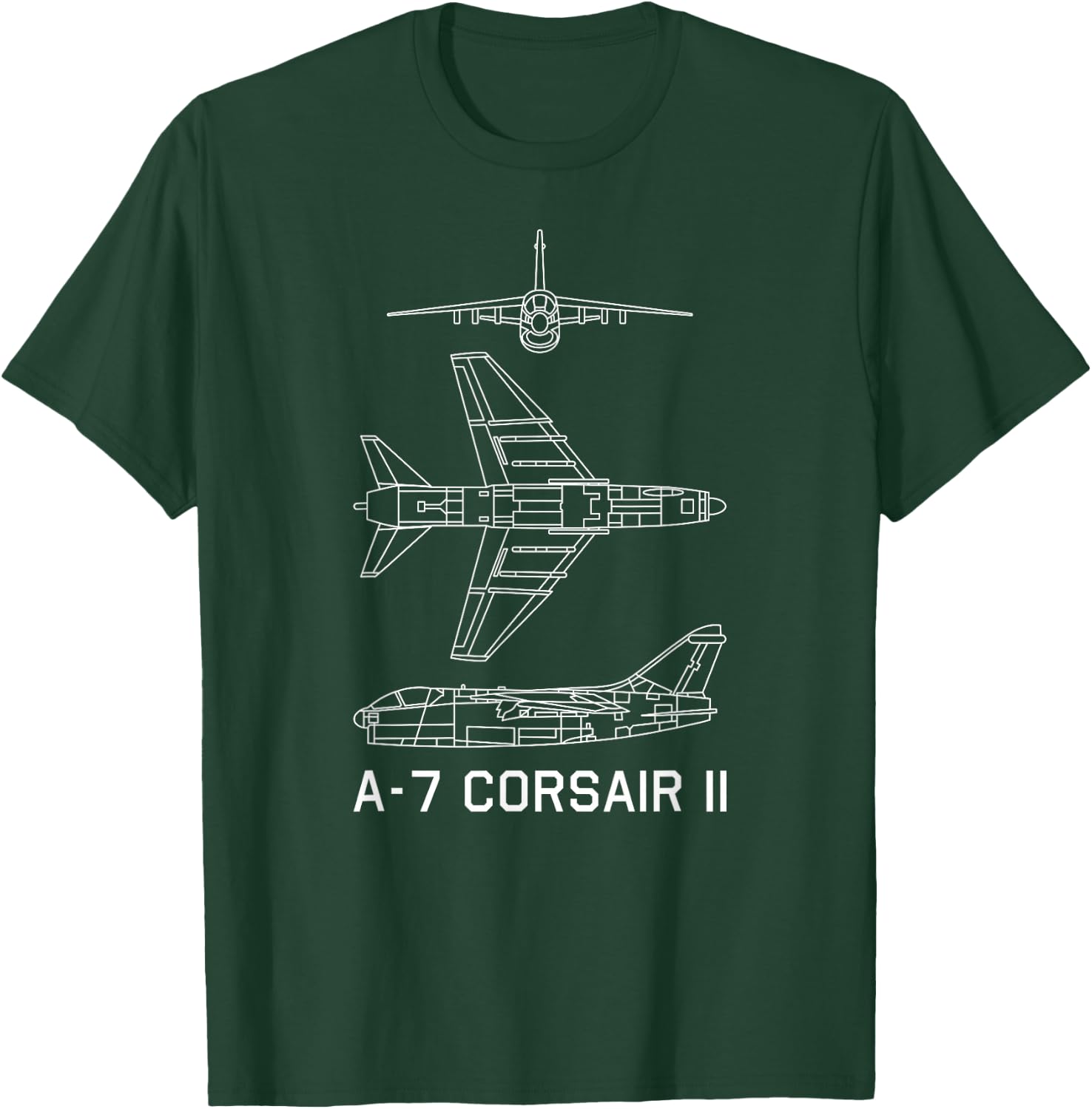 A-7 Corsair II American Plane Blueprint T-Shirt - T-Shirt | Forest