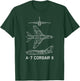 A-7 Corsair II American Plane Blueprint T-Shirt - T-Shirt | Forest