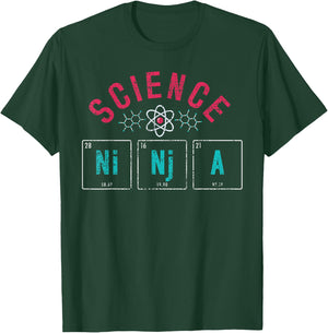 Science Ninja Periodic Table Physics Vintage Gift Scientists T-Shirt - T-Shirt | Forest