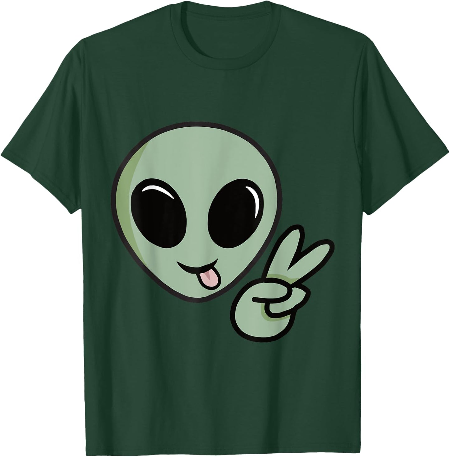 Cute Alien Peace Sign T-Shirt - T-Shirt | Forest
