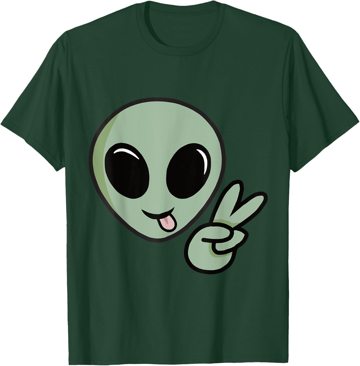 Cute Alien Peace Sign T-Shirt - T-Shirt | Forest