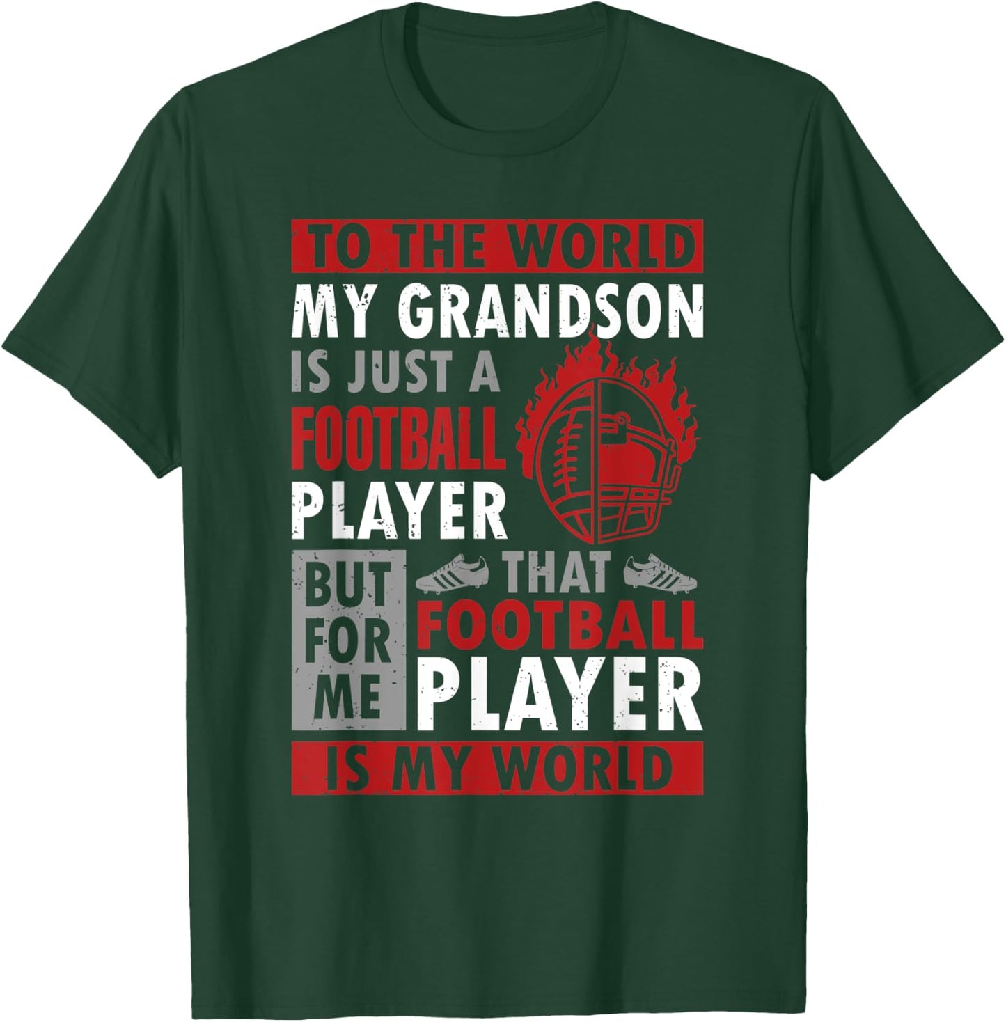 To The Word My Grandson Is Just A Football Player Grandpa T-Shirt - T-Shirt | Forest