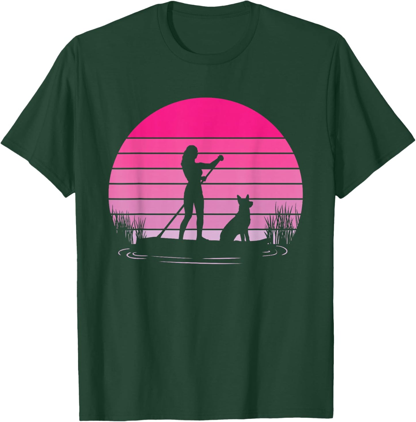 Paddleboarding Dog SUP Stand Up Paddle Board T-Shirt - T-Shirt | Forest