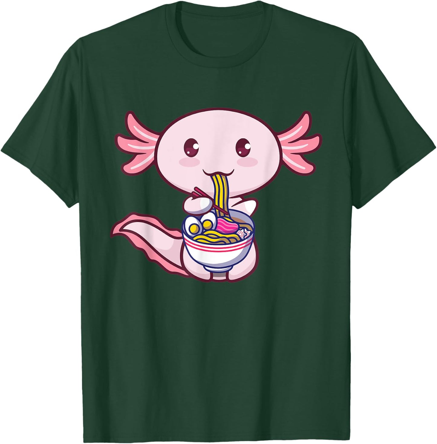 Ramen Axolotl Fish Eating Ramen Cute Kawaii Amine Japanese T-Shirt - T-Shirt | Forest