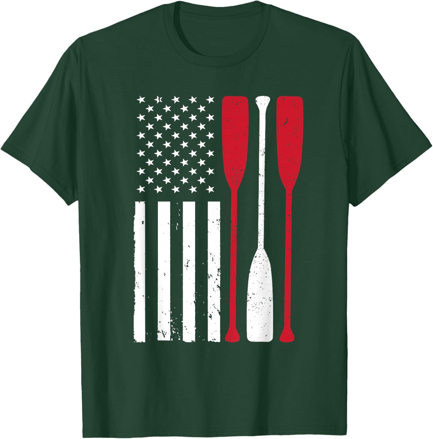 Funny Rowing Art Men Women US America Flag Coxswain Row Crew T-Shirt - T-Shirt | Forest