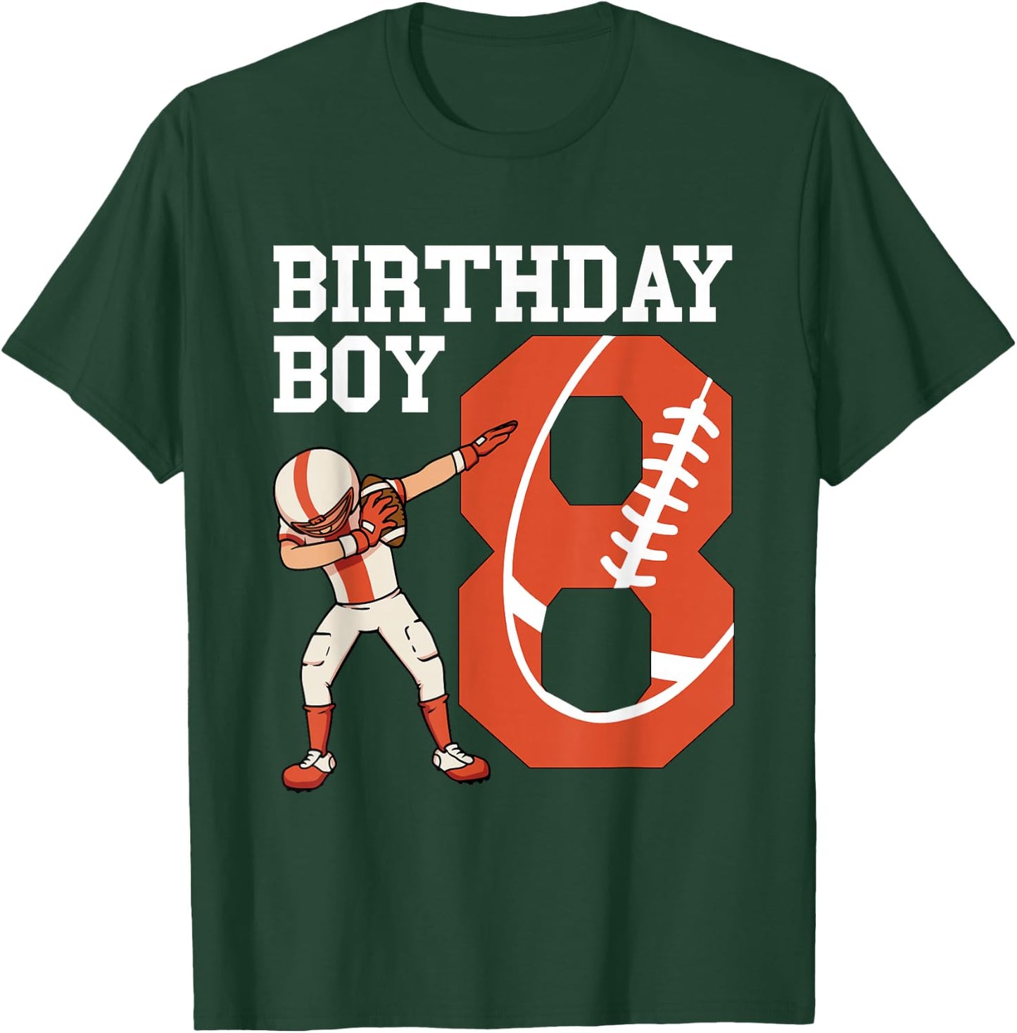 8 Years Old Boy Football Player 8th Football Birthday Boys T-Shirt - T-Shirt | Forest