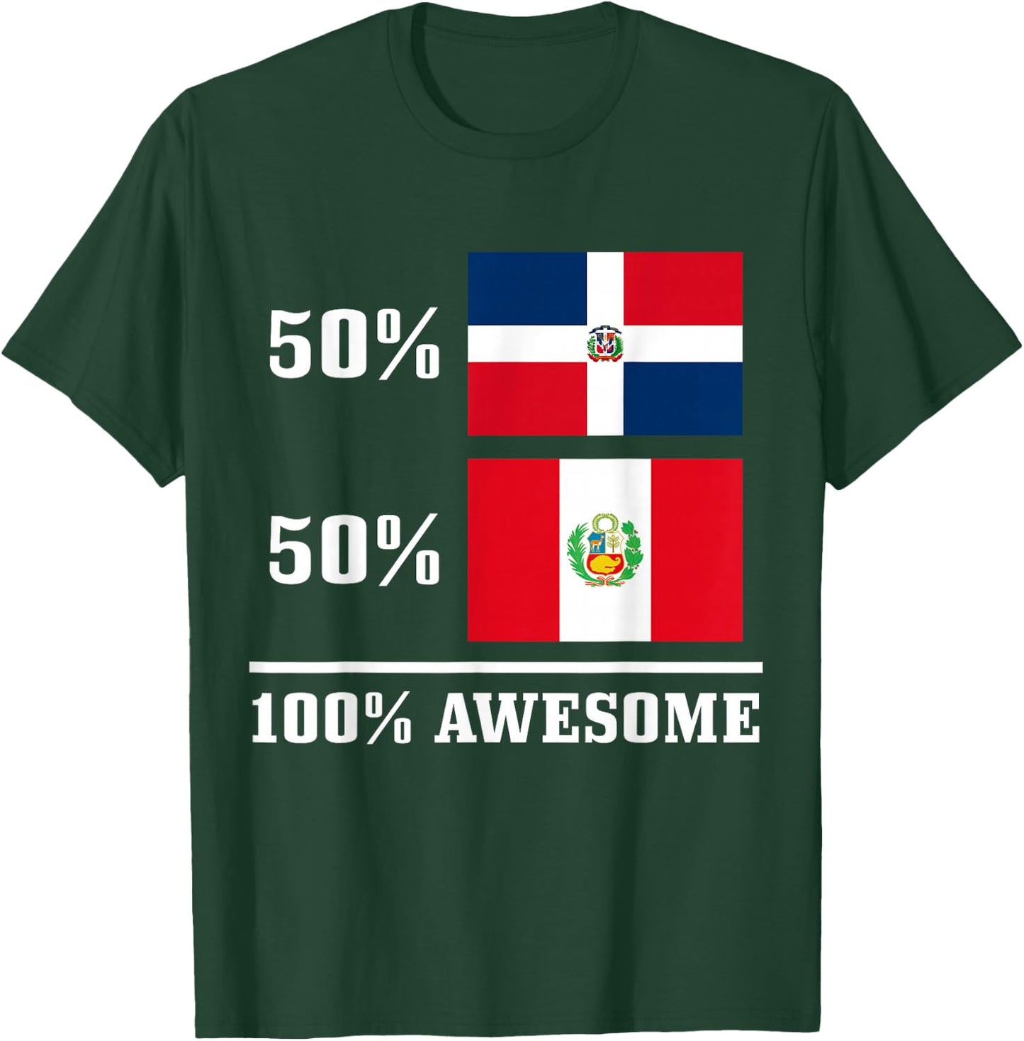 50% Dominican Republic 50% Peruvian Flag T-Shirt - T-Shirt | Forest
