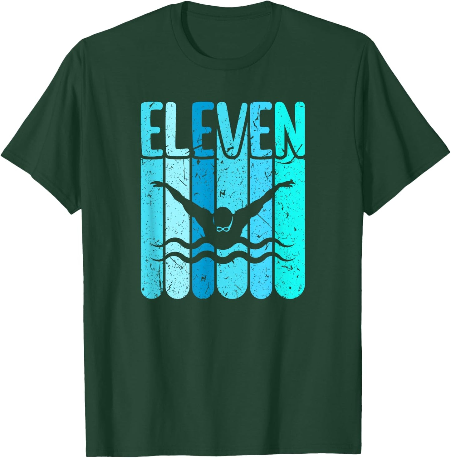 Swimmer 11th Birthday Swimming T-Shirt - T-Shirt | Forest