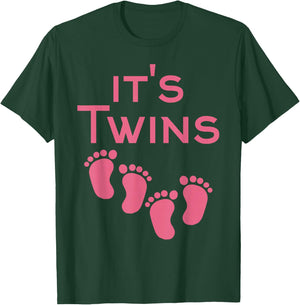 Team twins - It's twin girls - Gender reveal & Baby shower T-Shirt - T-Shirt | Forest