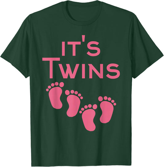 Team twins - It's twin girls - Gender reveal & Baby shower T-Shirt - T-Shirt | Forest