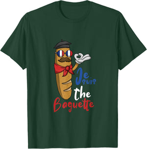 Breakfast French Baguette Flag Sunglasses T-Shirt - T-Shirt | Forest