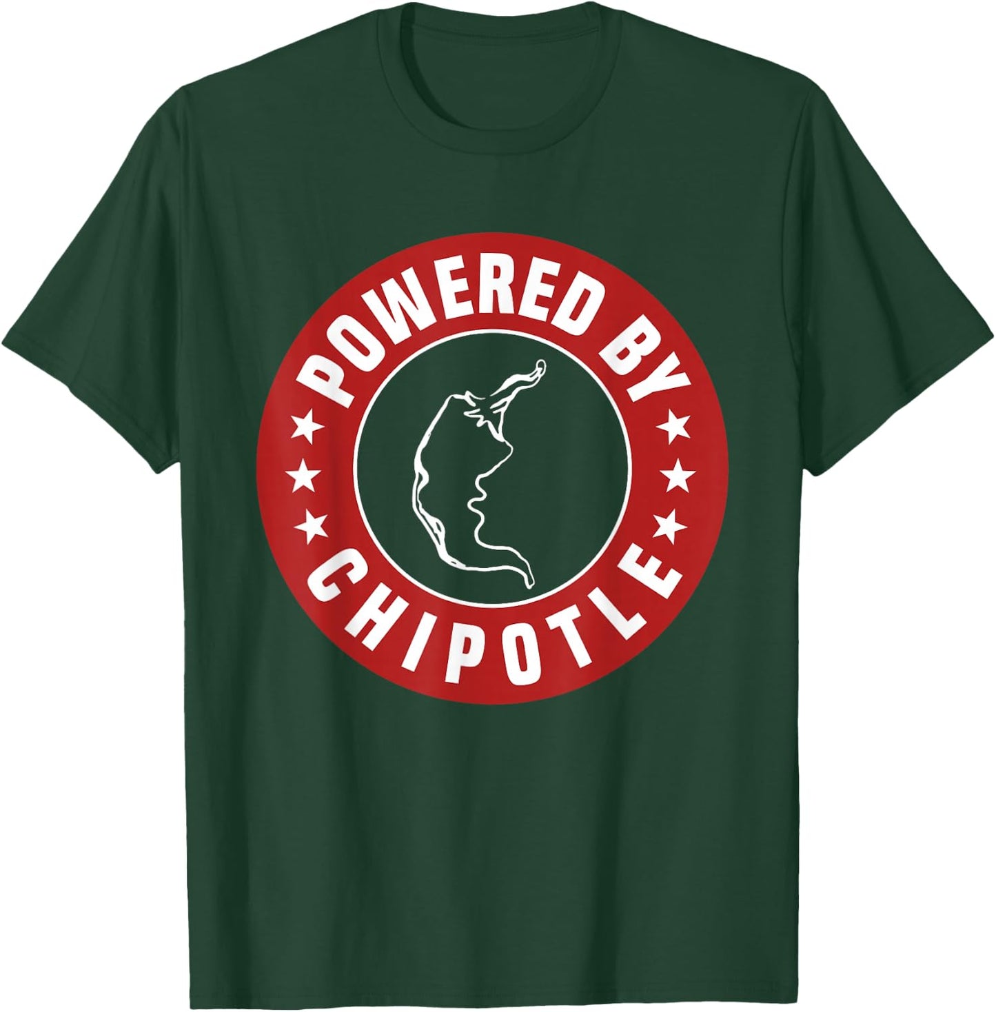 Funny Powered By Chipotle Design Chili Pepper T-Shirt - T-Shirt | Forest