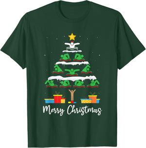 Merry Christmas Santa Christmas Tree Swiming Lover Swimmer T-Shirt - T-Shirt | Forest