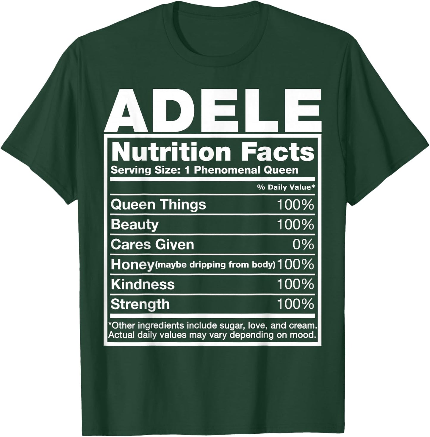 Adele Nutrition Facts Adele Name Birthday Shirt T-Shirt - T-Shirt | Forest