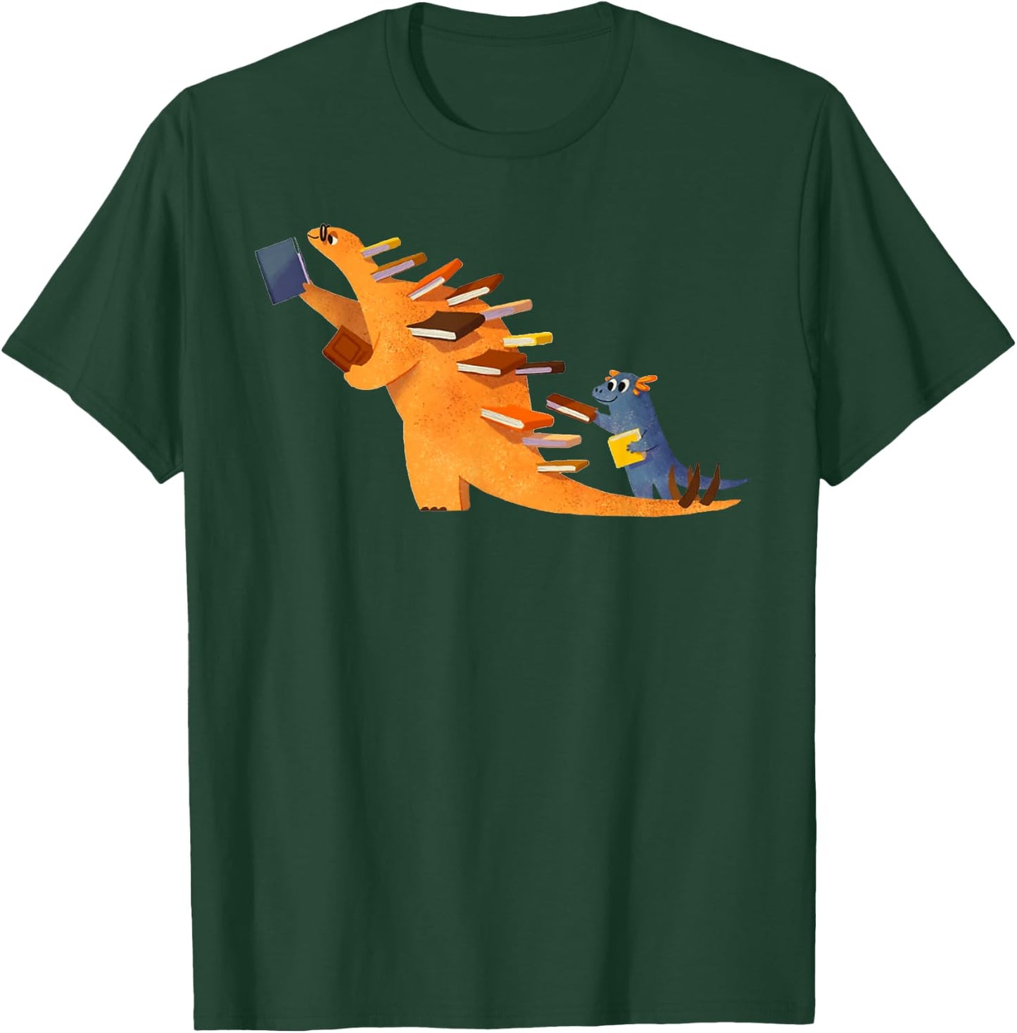 Cute Dinosaur Book Reading T-Shirt - T-Shirt | Forest