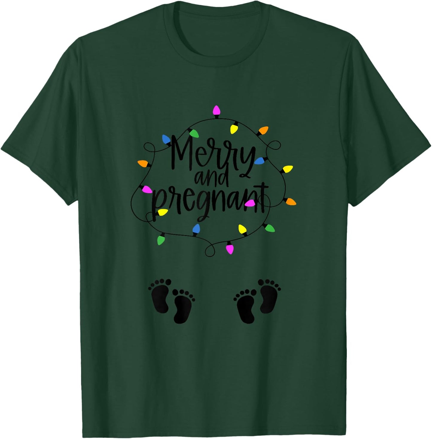 Merry and Pregnant with Twins Pregnancy Christmas Light T-Shirt - T-Shirt | Forest