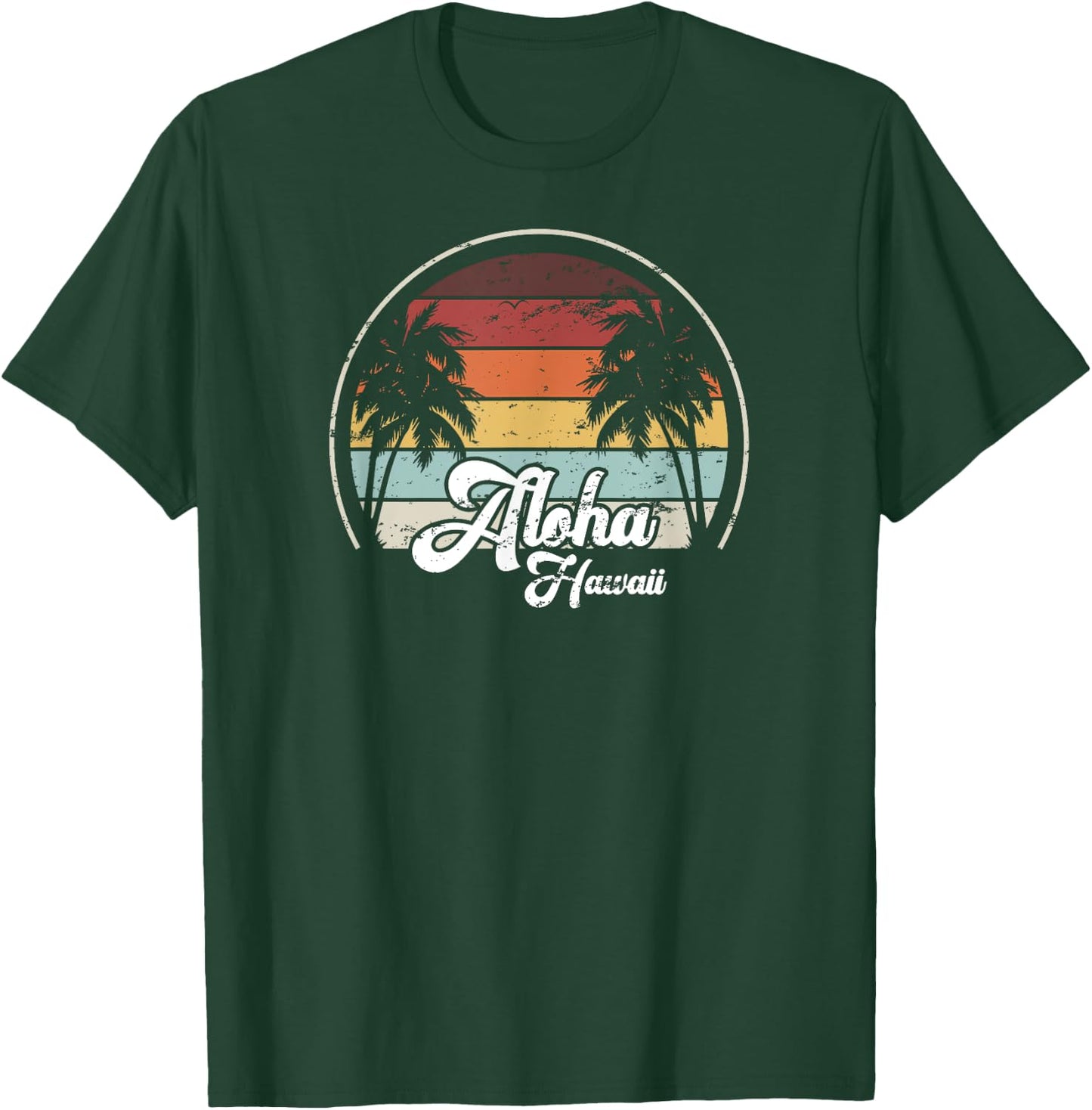 Aloha Hawaii Palms Cool Casual Summer Beach Vacation T-Shirt - T-Shirt | Forest