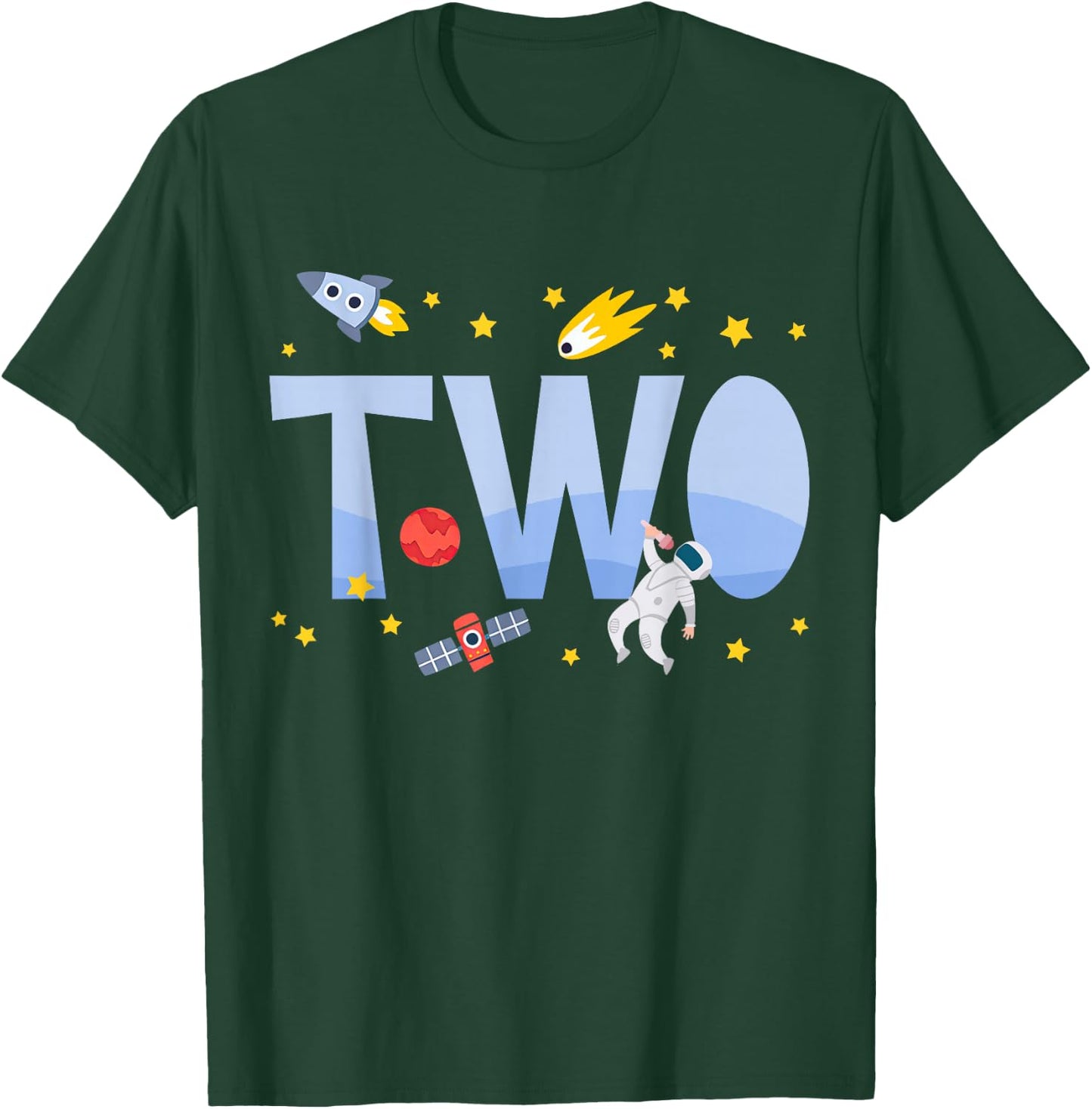 Two Second Birthday Boys Astronaut 2nd Bday Party 2 Year Old T-Shirt - T-Shirt | Forest