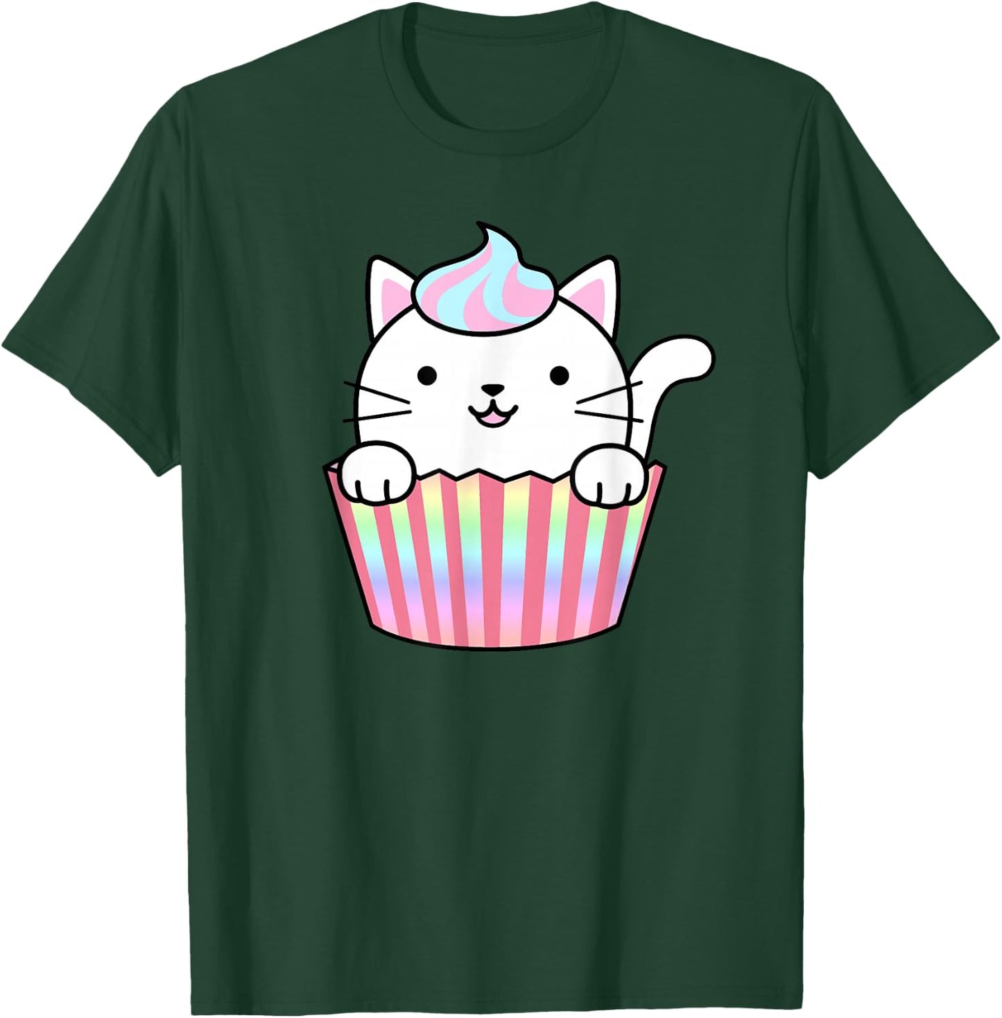 Kawaii Cat Cupcake Women Men Adults Kids Funny Cats T-Shirt - T-Shirt | Forest