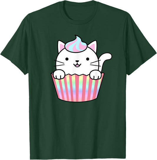 Kawaii Cat Cupcake Women Men Adults Kids Funny Cats T-Shirt - T-Shirt | Forest