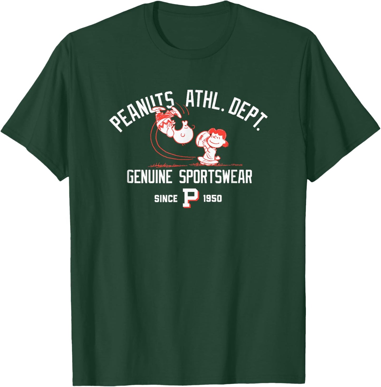 Peanuts - Charlie Brown and Lucy Football Athletic Dept T-Shirt - T-Shirt | Forest