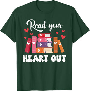 Cute Retro Reading Book Reader Women Valentine T-Shirt - T-Shirt | Forest