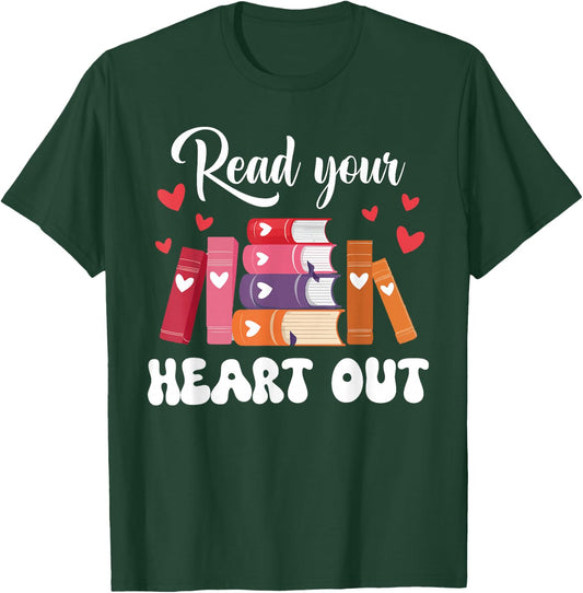 Cute Retro Reading Book Reader Women Valentine T-Shirt - T-Shirt | Forest