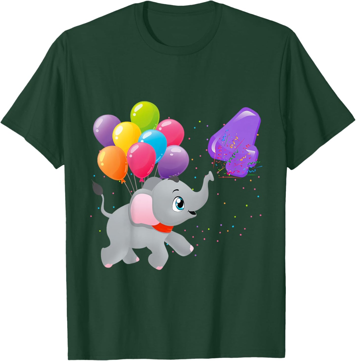 Kids Elephant 4 Years Old Zoo Animals Boys 4th Birthday T-Shirt - T-Shirt | Forest