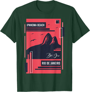 Ipanema Beach Vacation Holiday Brazil Flag T-Shirt - T-Shirt | Forest