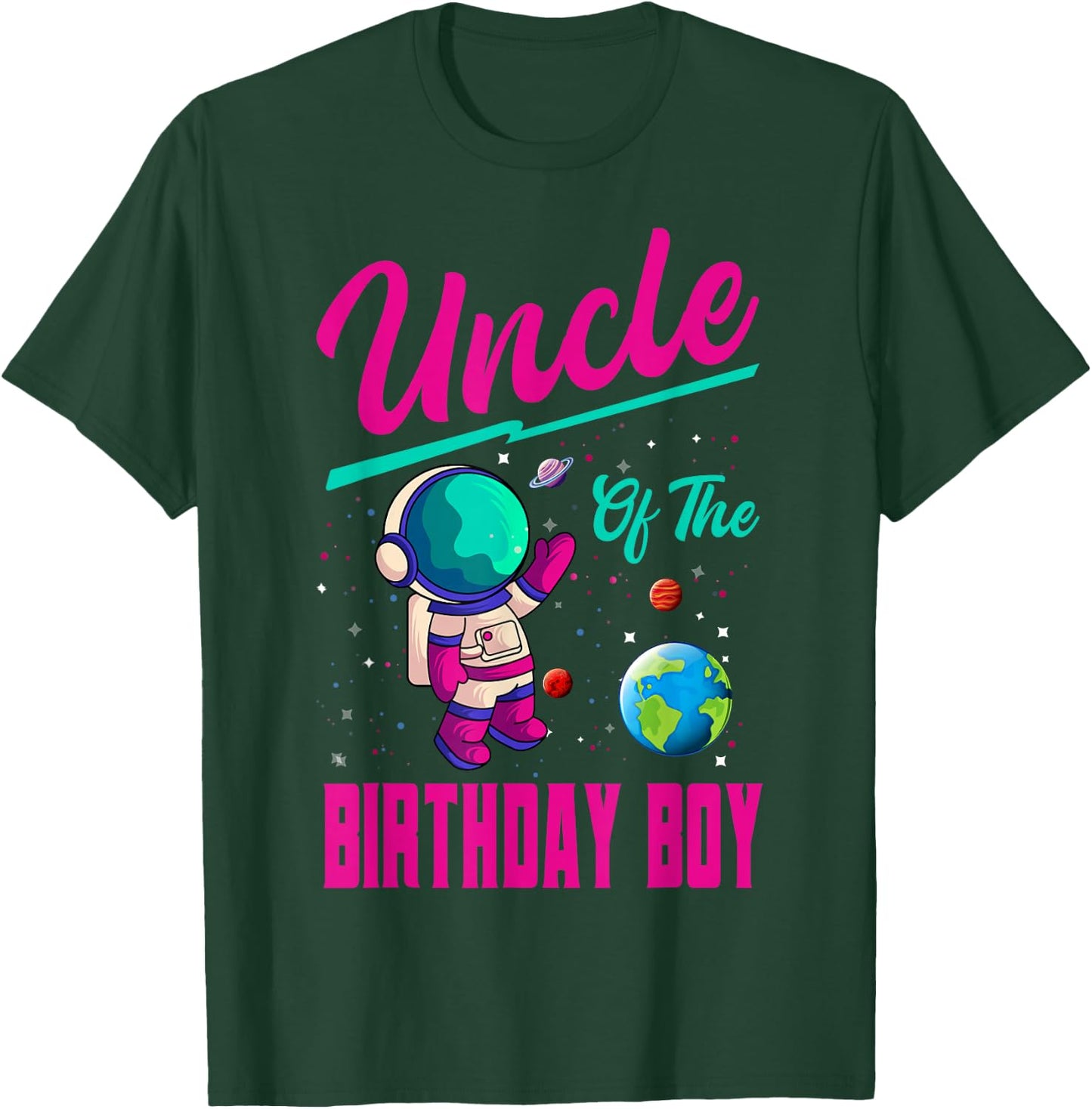 Uncle Of The Birthday Boy Space Party Planet Astronaut Bday T-Shirt - T-Shirt | Forest