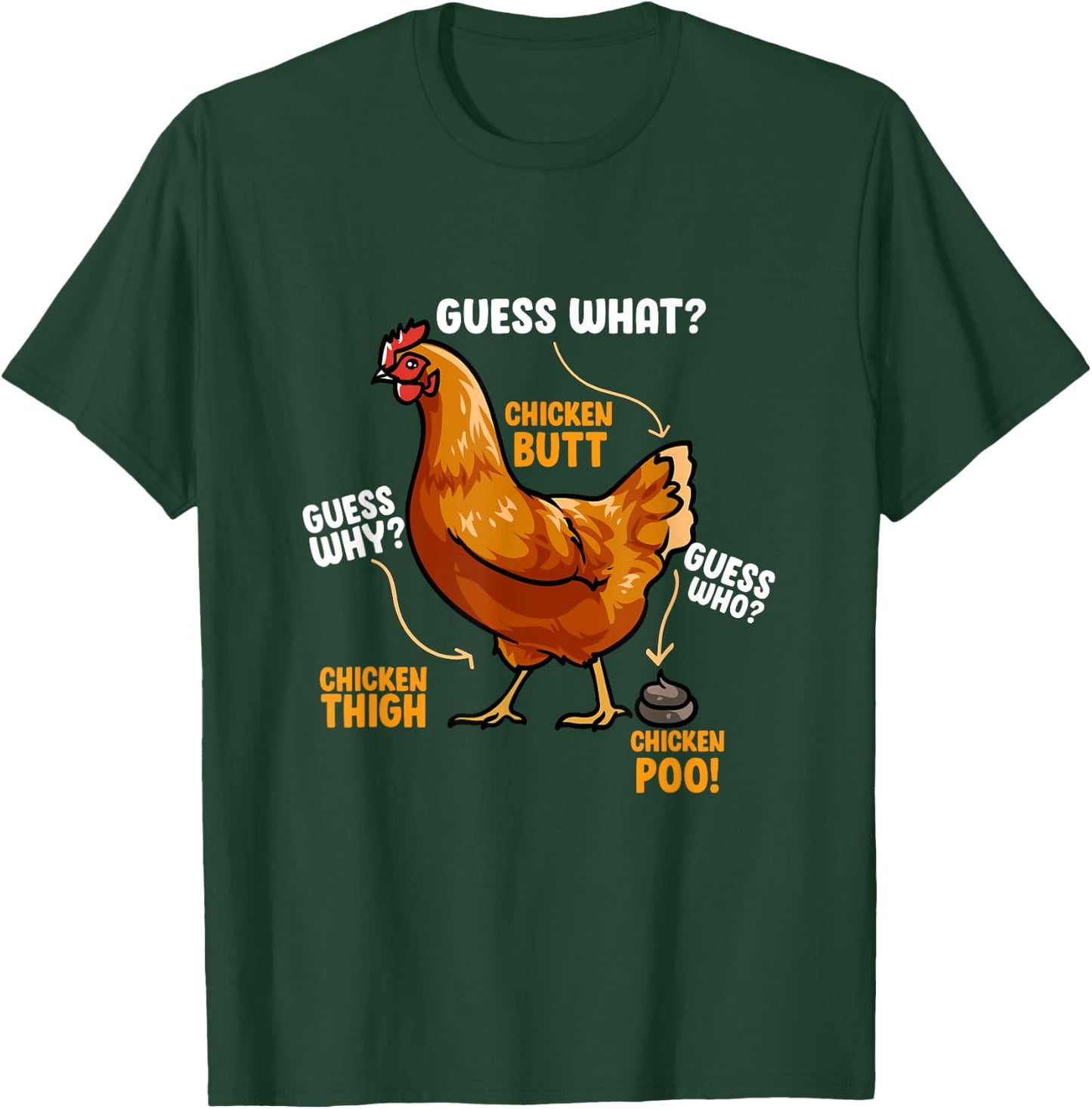 Guess What? Chicken Butt! Shirt Chicken Funny Meme T-Shirt - T-Shirt | Forest