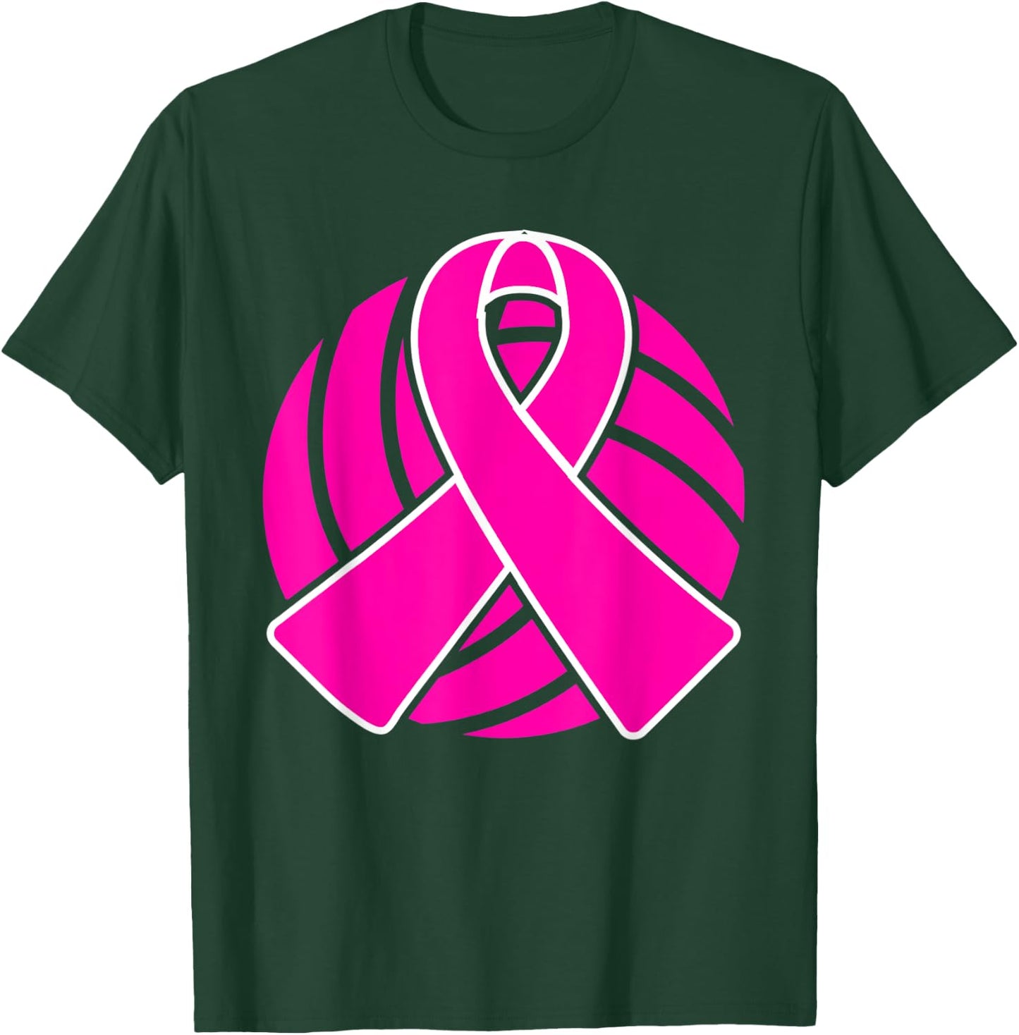 Breast Cancer Volleyball Player Pink Ribbon Awareness T-Shirt - T-Shirt | Forest