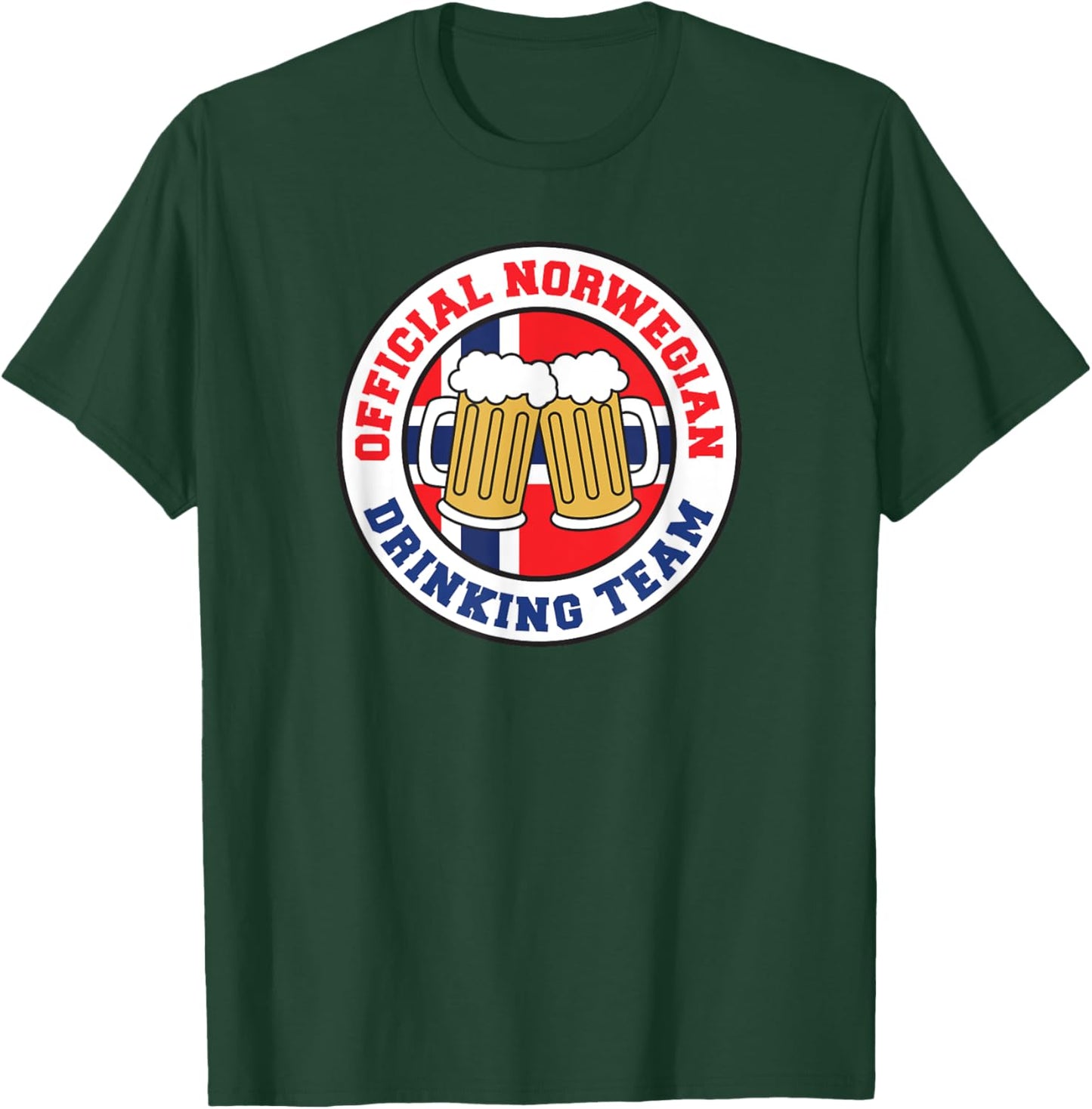 Official Norwegian Drinking Team Flag of Norway Beer Funny T-Shirt - T-Shirt | Forest