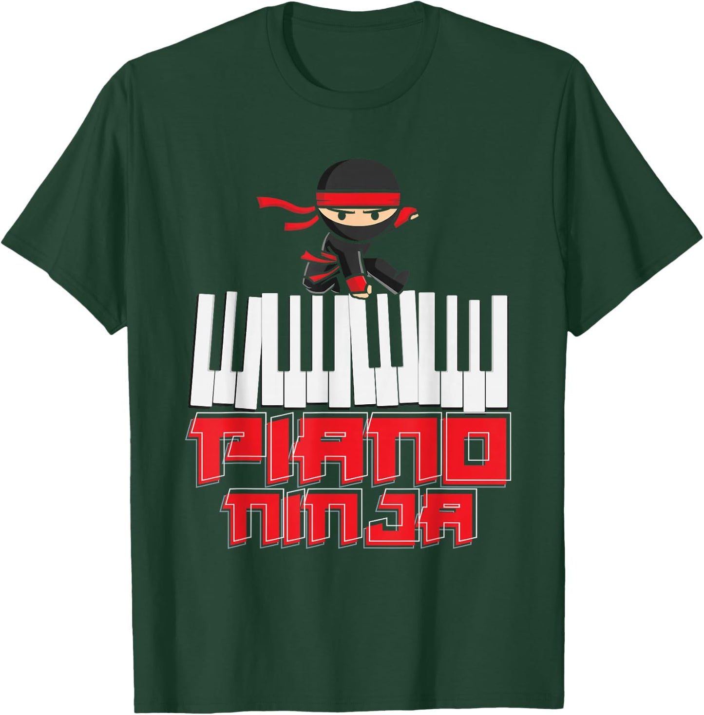 Piano Ninja Pianist Keyboard Player Musician Funny Piano T-Shirt - T-Shirt | Forest