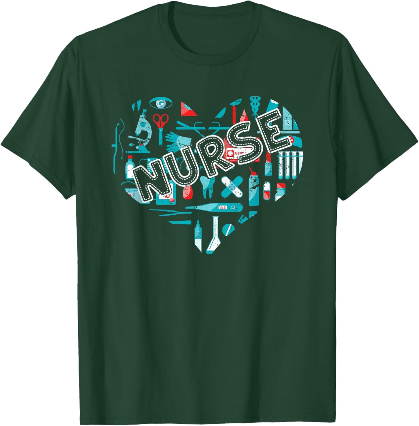 Nursing Heart Healthcare Med Staff Nursery Hospital Nurse T-Shirt - T-Shirt | Forest