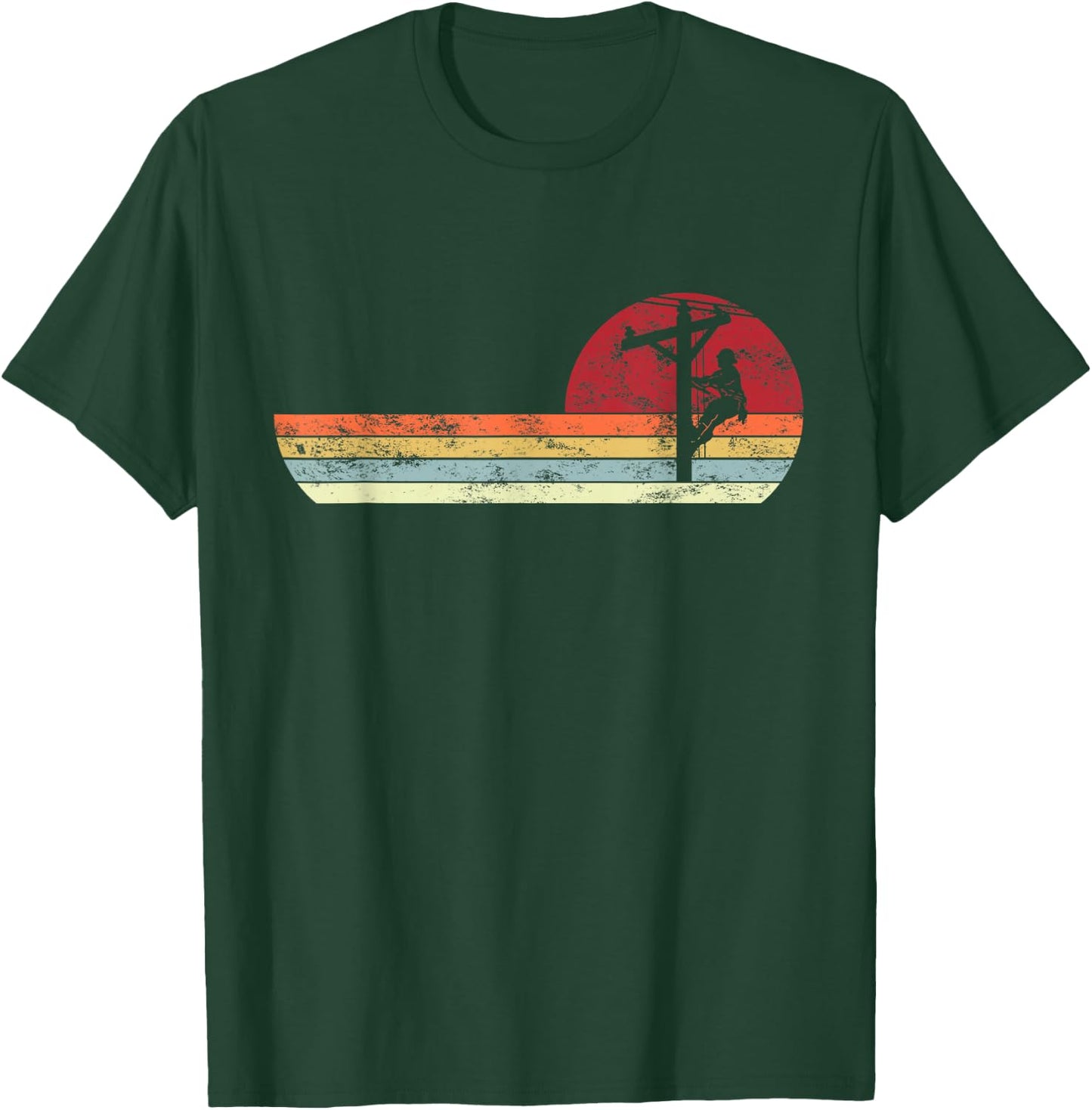 Lineman Retro Style Electrician T-Shirt - T-Shirt | Forest