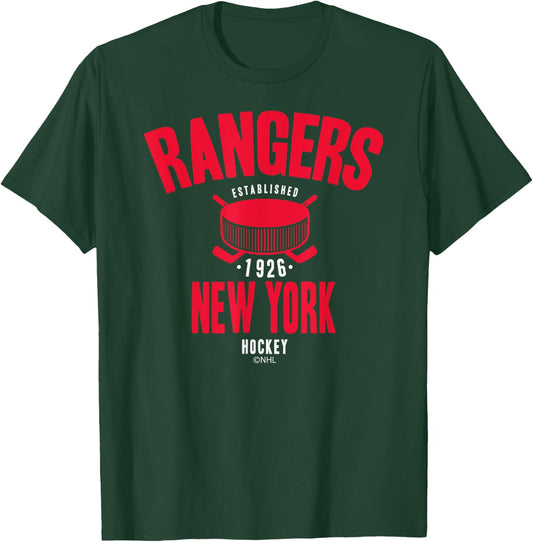 New York Rangers NHL Officially Licensed Black X-Small Short Sleeve T-Shirt - T-Shirt | Forest