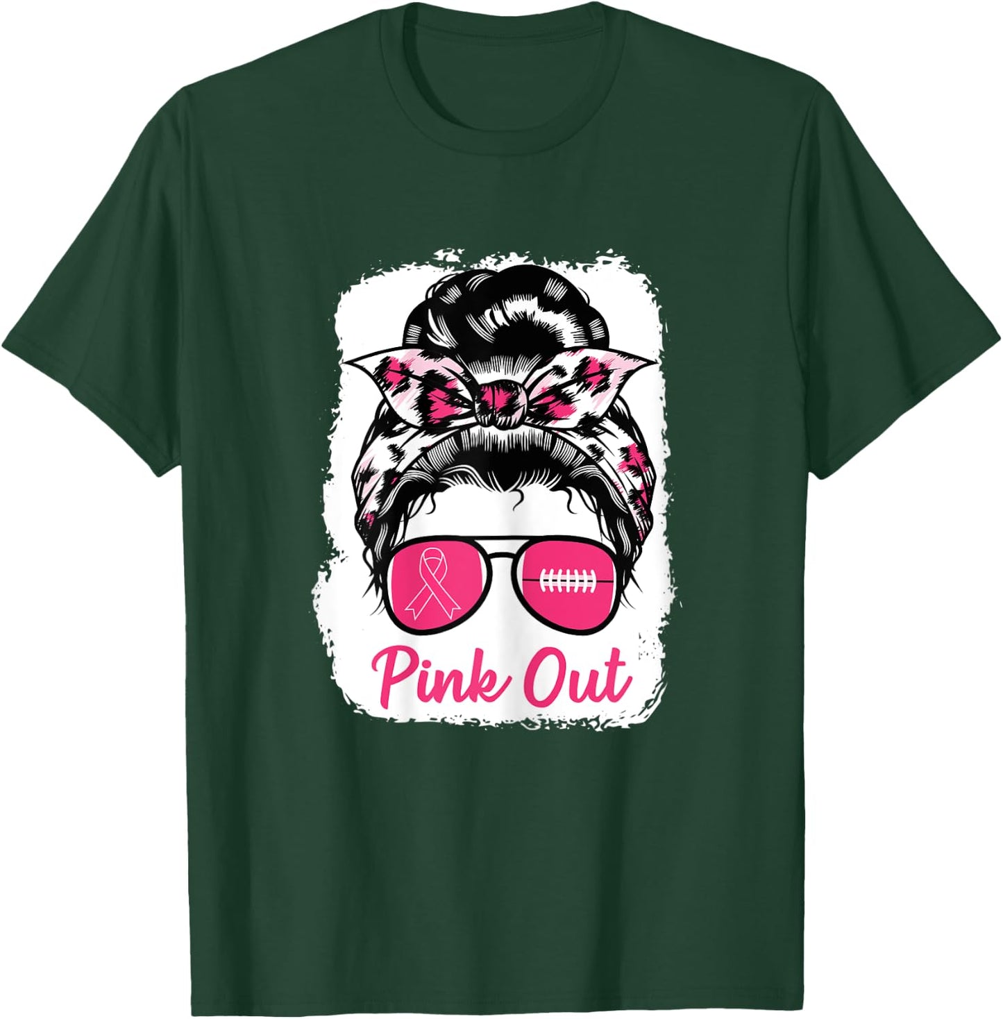 Pink Out Bleached Football Mom Breast Cancer Awareness Girls T-Shirt - T-Shirt | Forest