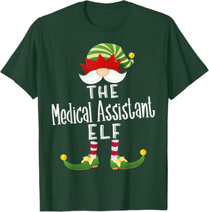 Medical Assistant Elf Group Christmas Funny Pajama Party T-Shirt - T-Shirt | Forest