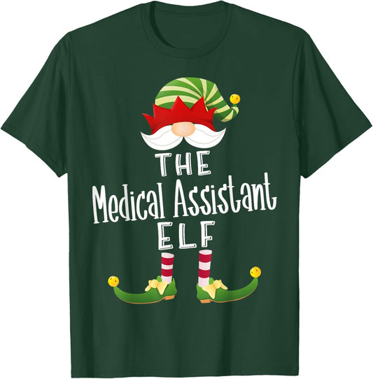 Medical Assistant Elf Group Christmas Funny Pajama Party T-Shirt - T-Shirt | Forest