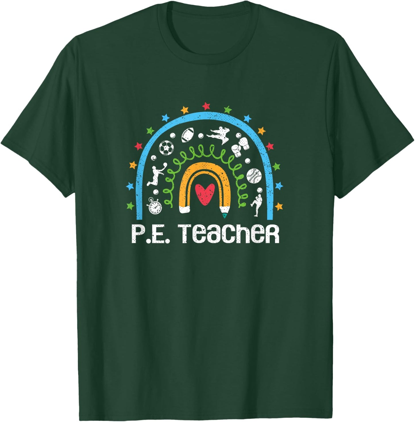 PE Teacher Rainbow Back To School Physical Education Women T-Shirt - T-Shirt | Forest