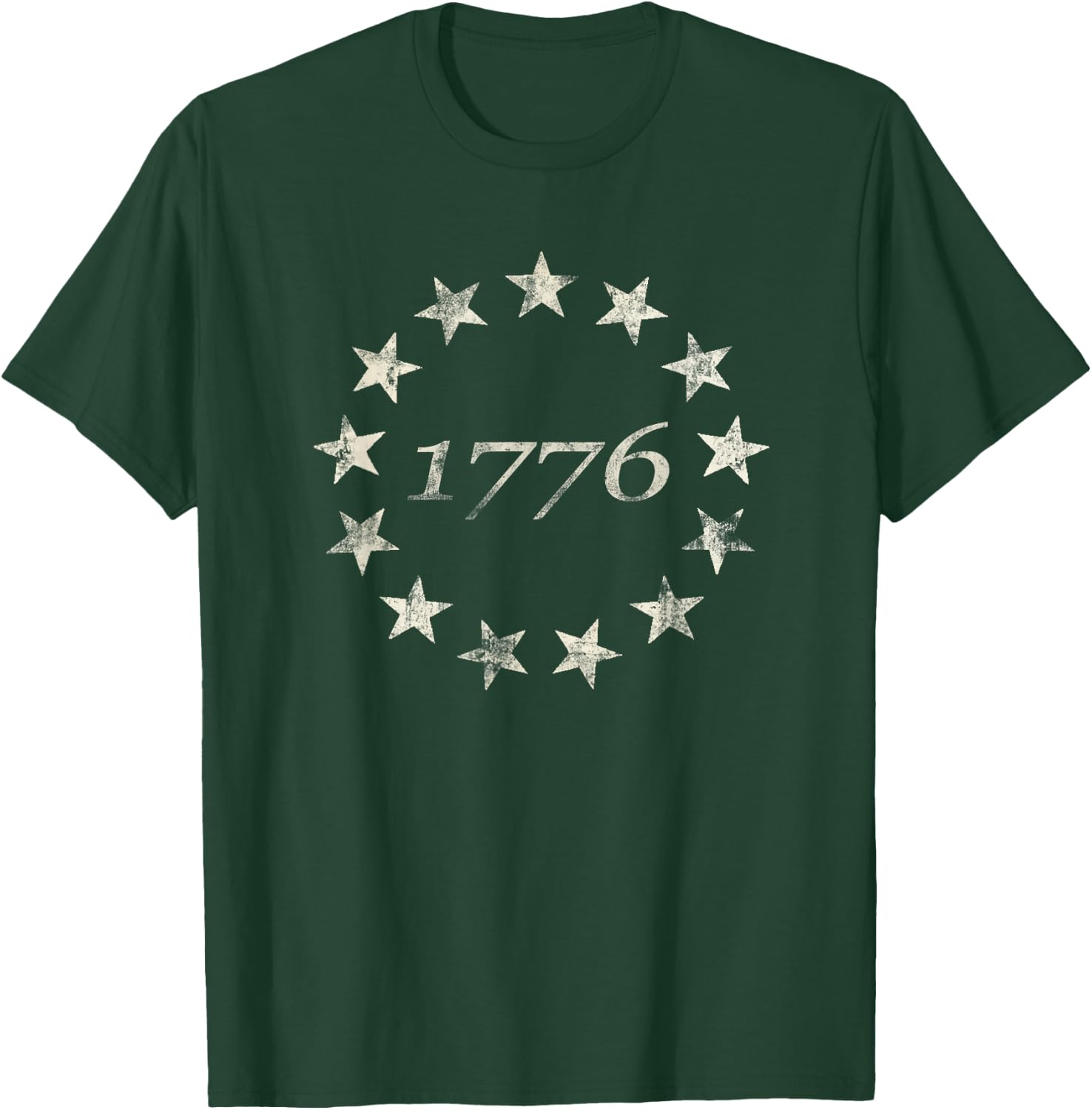 13 Star Flag Betsy Ross Distressed American Flag 1776 T-Shirt - T-Shirt | Forest