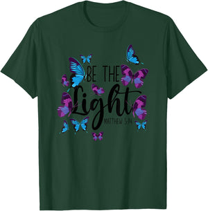 Christian Bible Verse Butterfly Be The Light Matthew 5:14 T-Shirt - T-Shirt | Forest