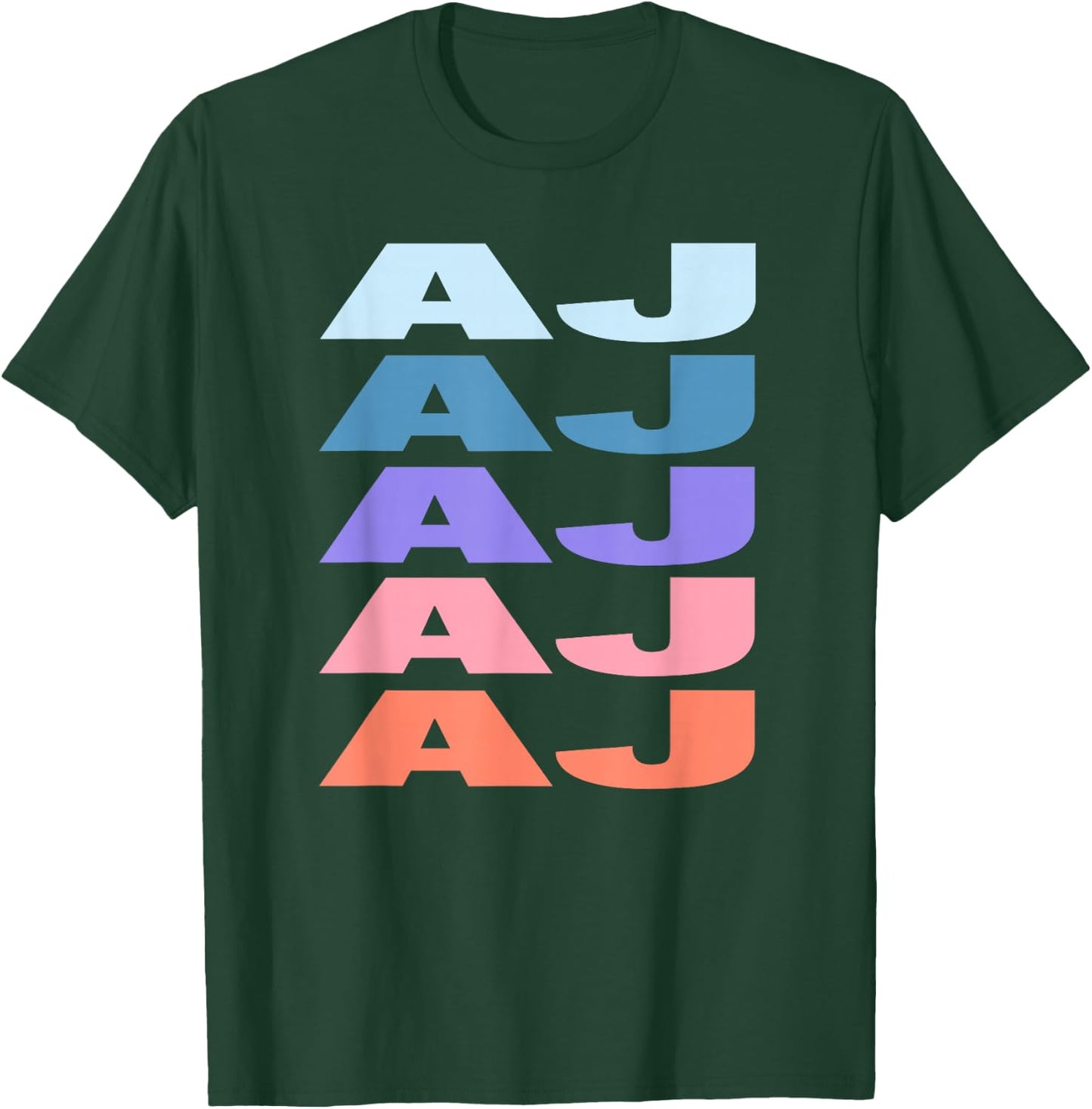 Funny Modern Repeated Text Design First Name AJ T-Shirt - T-Shirt | Forest